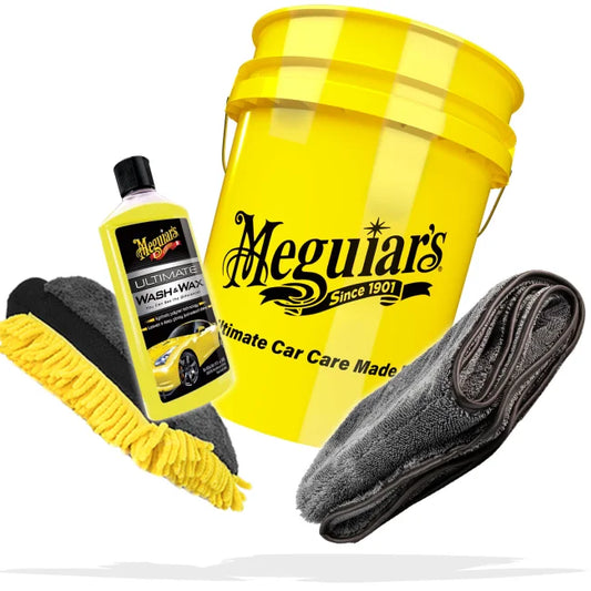 Auto Waschset - Meguiar's Wash & Wax Autoshampoo 473 ml + Eimer 5GAL + Mikrofaser