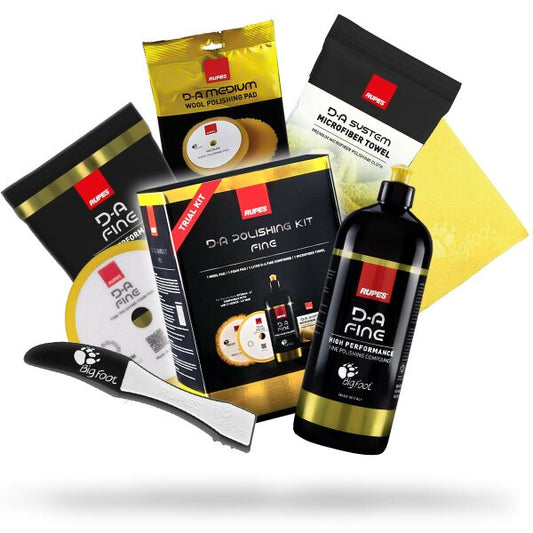 RUPES D-A Polishing Kit Fine: Politur 1L + Polierschwamm Fein 130/150mm + Wolle-Polierpad + Poliertuch Gelb + Schwammentferner