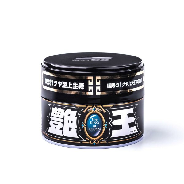 Soft99 The King of Gloss Dark Hartwachs, Autowachs für dunkle Lacke, wasserabweisend, mit Schwamm, 300gr