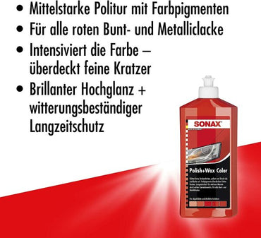SONAX Polish+Wax Color rot 500ml