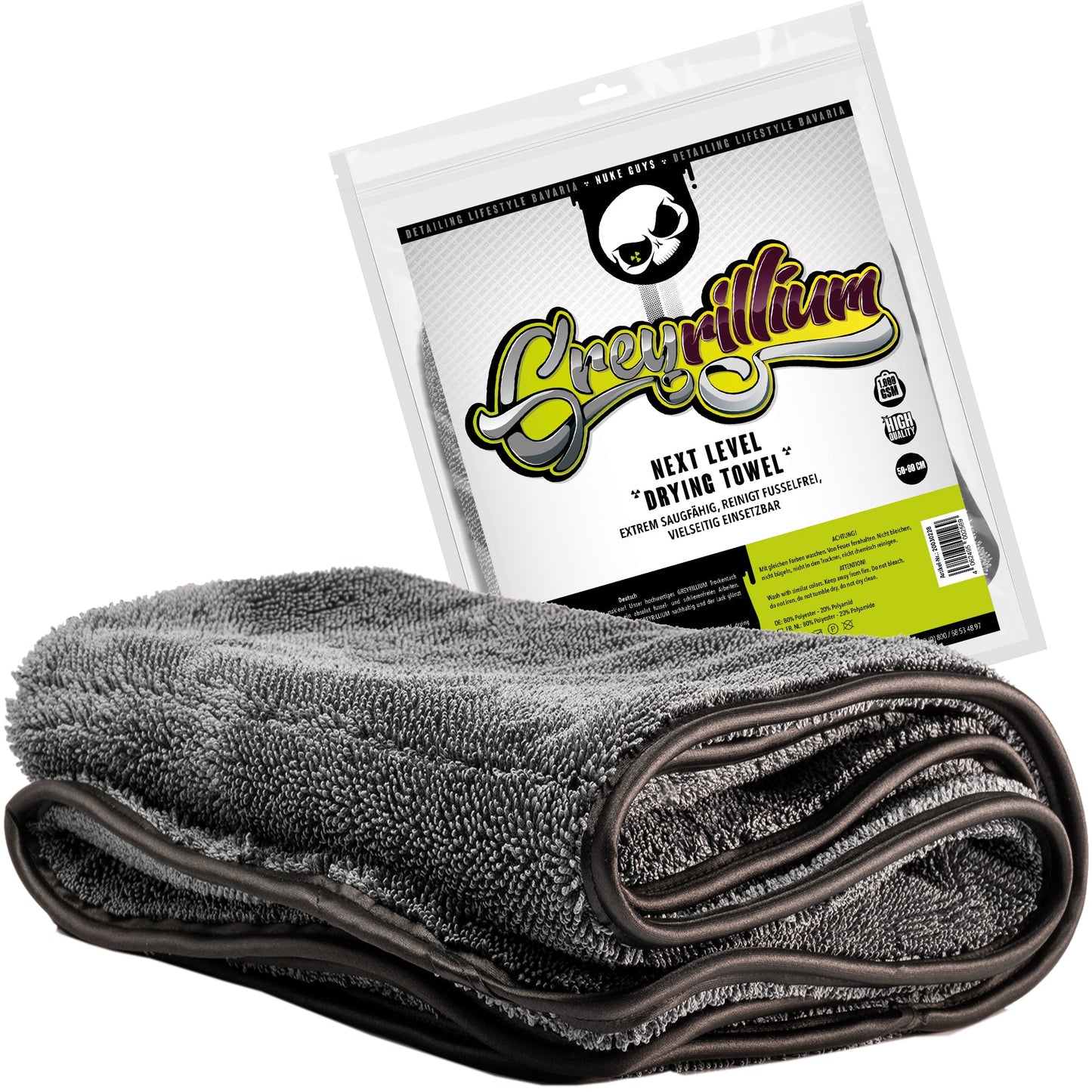 Nuke Guys Greyrillium® 1000 GSM Mikrofaser Auto-Trockentuch 50x80cm