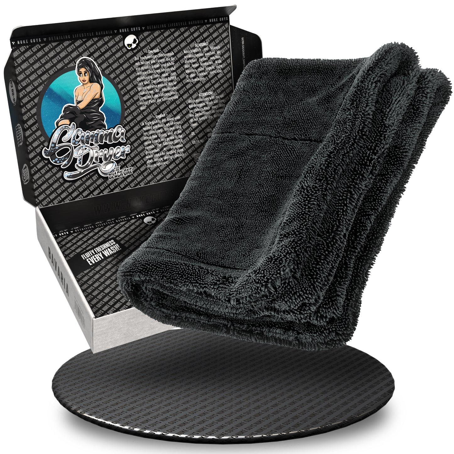 Nuke Guys Gamma Dryer - Mikrofaser Trockentuch - 1400 GSM, 40 x 60 cm - Schwarz - Verpackt