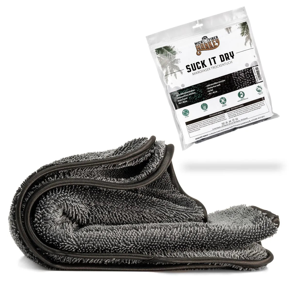 Microfiber Monkey - Suck it dry - Microfaser Trockentuch - 40x40cm, 1000 GSM - verpackt