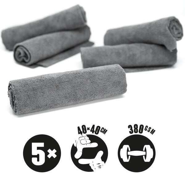 Nuke Guys - Asphaltliebe 5er Pack Allzweck Mikrofasertuch, grau, 40x40cm, 380 GSM