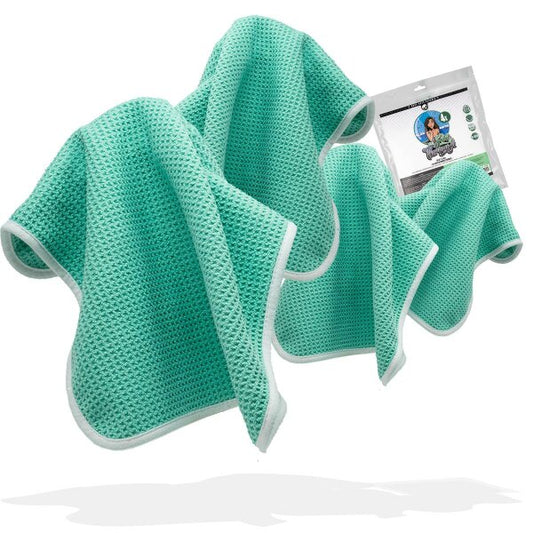 Nuke Guys - See Through Mikrofaser-Waffeltuch, 450 GSM, 40x40cm, minte Fläche, weisser Rand, 4er Pack