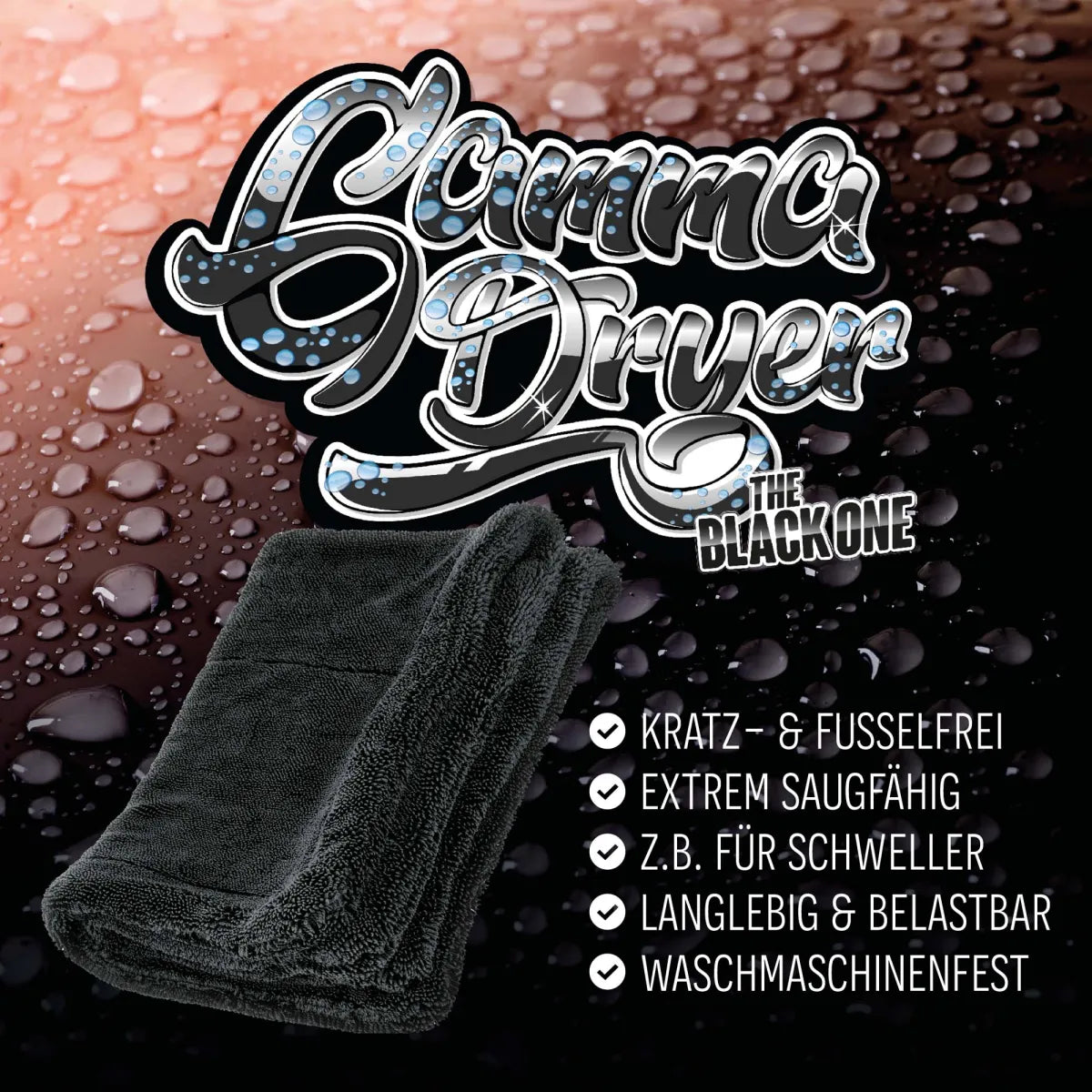 Nuke Guys Gamma Dryer - Mikrofaser Trockentuch - 1400 GSM, 40 x 60 cm - Schwarz - Verpackt